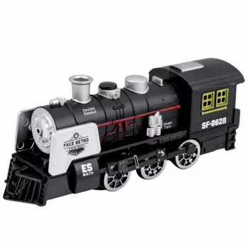 LEAN TOYS Classic Locomotive Hindernissensor Rauch Licht Sound Schwarz