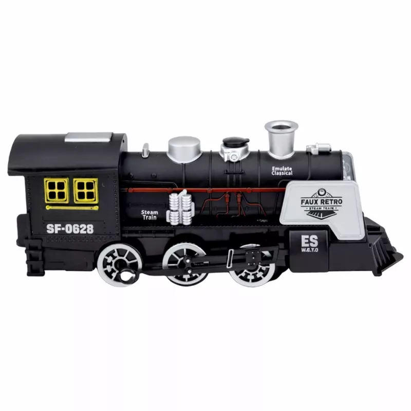 LEAN TOYS Classic Locomotive Hindernissensor Rauch Licht Sound Schwarz