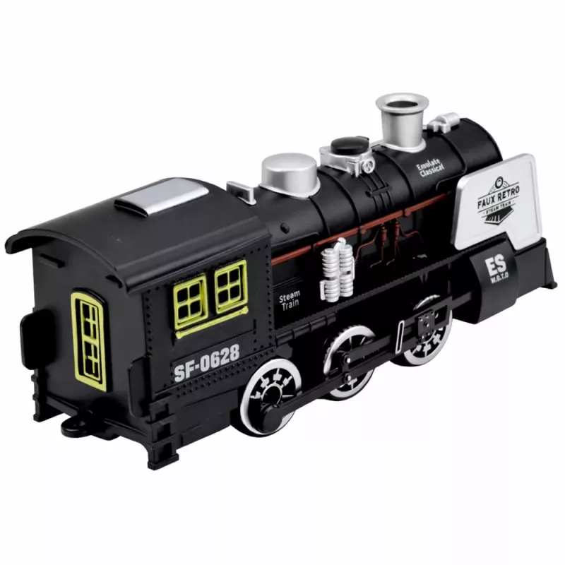LEAN TOYS Classic Locomotive Hindernissensor Rauch Licht Sound Schwarz