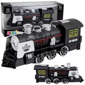 LEAN TOYS Classic Locomotive Hindernissensor Rauch Licht Sound Schwarz