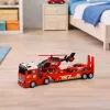 LEAN TOYS Feuerwehr-Rettungsset mit Feuerwehrauto, Abschleppwagen, Hubschrauber, Auto, Licht und Sound