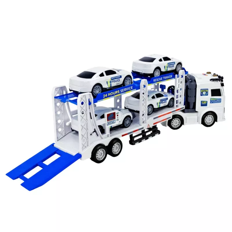 LEAN TOYS Polizei-LKW Abschleppwagen Transport Polizeiautos mit Licht und Sound