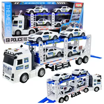 LEAN TOYS Polizei-LKW Abschleppwagen Transport Polizeiautos mit Licht und Sound
