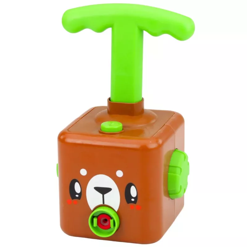 LEAN TOYS Spielset mit Ballon-Abschussvorrichtung, Autos und Teddybär für Kinder