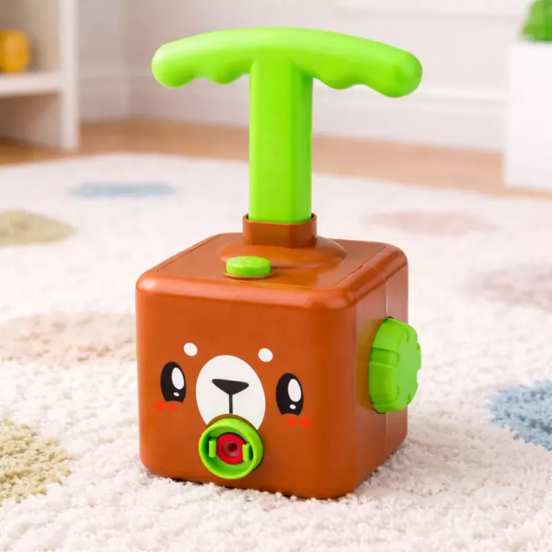 LEAN TOYS Spielset mit Ballon-Abschussvorrichtung, Autos und Teddybär für Kinder