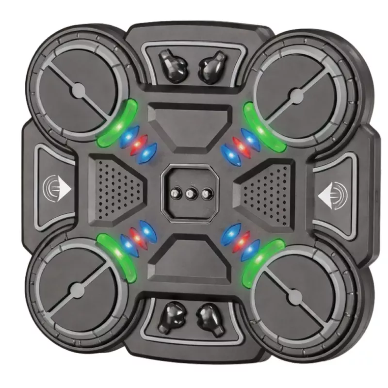 LEAN TOYS Interaktives Musik-Boxtraining-Schild mit LED-Leuchten, 3 Stufen, Schwarz