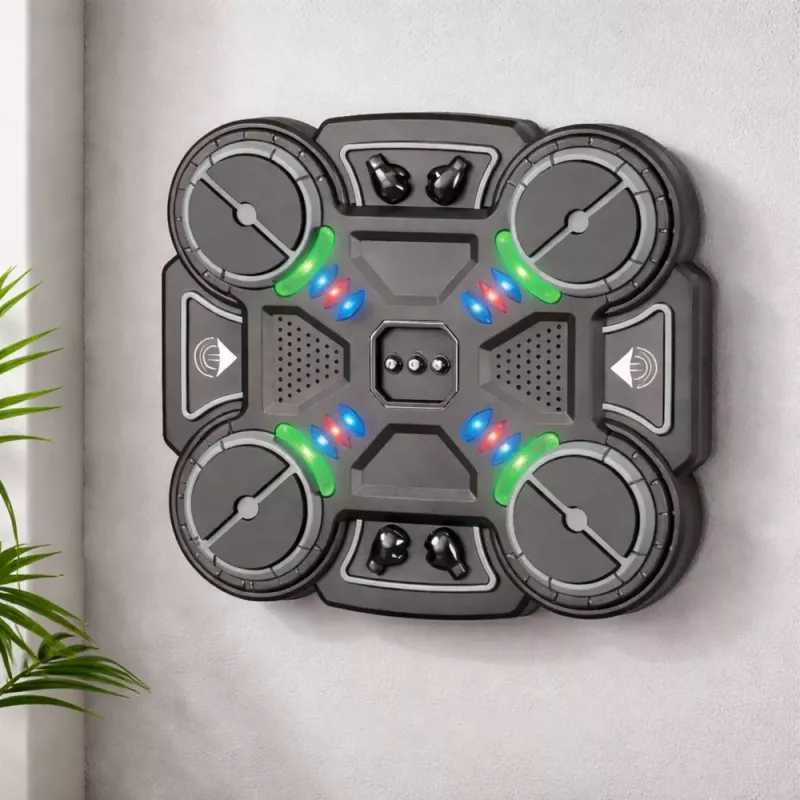 LEAN TOYS Interaktives Musik-Boxtraining-Schild mit LED-Leuchten, 3 Stufen, Schwarz