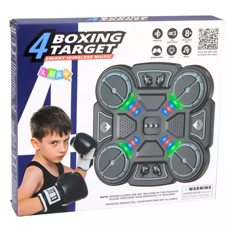 LEAN TOYS Interaktives Musik-Boxtraining-Schild mit LED-Leuchten, 3 Stufen, Schwarz