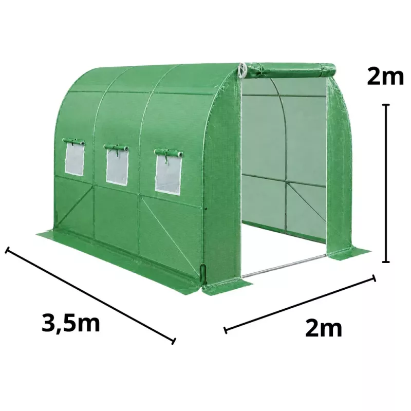 LEAN Gewächshaus für Gemüse, grüne UV-Fenster, 3,5x2x2 m, 7 m²