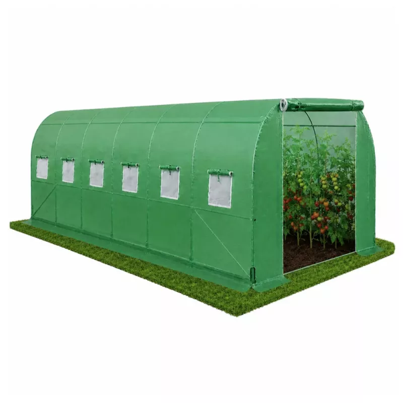 LEAN Folientunnel Garten Gemüsegewächshaus PRO Gestell 25MM 6x3x2M 18M²