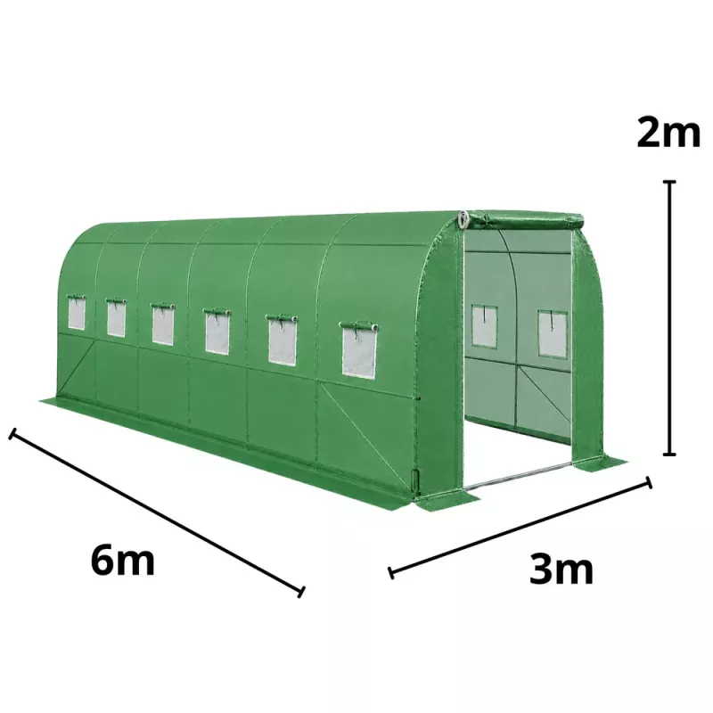 LEAN Folientunnel Garten Gemüsegewächshaus PRO Gestell 25MM 6x3x2M 18M²
