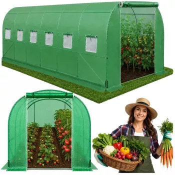 LEAN Folientunnel Garten Gemüsegewächshaus PRO Gestell 25MM 6x3x2M 18M²