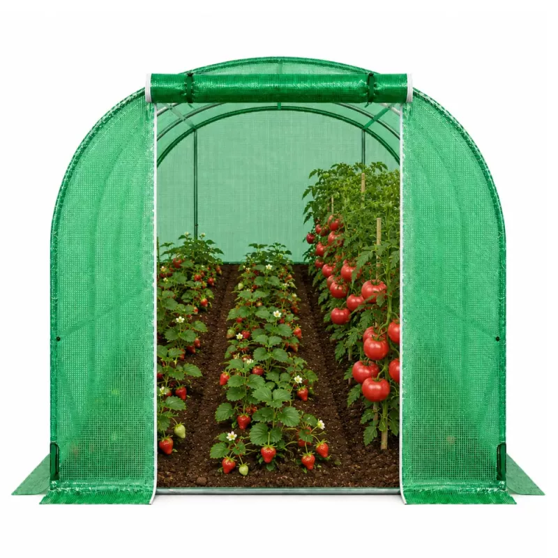 LEAN Folientunnel Garten-Gewächshaus für Gemüse PRO Gestell 25 mm 8 x 3 x 2 m 24 m²