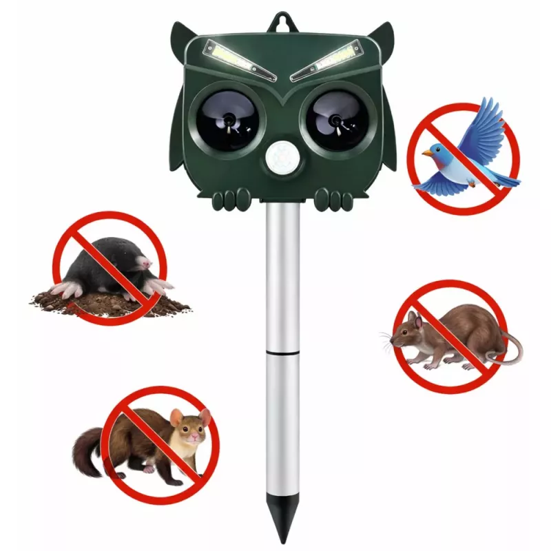 LEAN Solar Owl Tiervertreiber mit Bewegungssensor, Ultraschall und LEDs