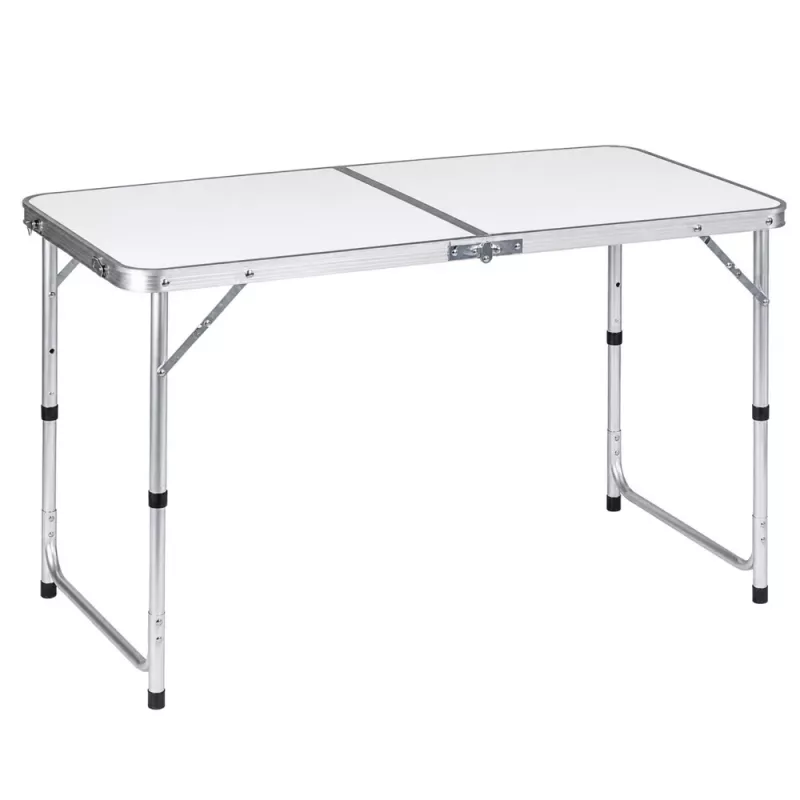 LEAN Klapp-Campingtisch mit höhenverstellbarem Koffersystem, Weiß