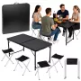 LEAN Camping-Möbelset Klapptisch 4 Hocker Schwarz Koffer