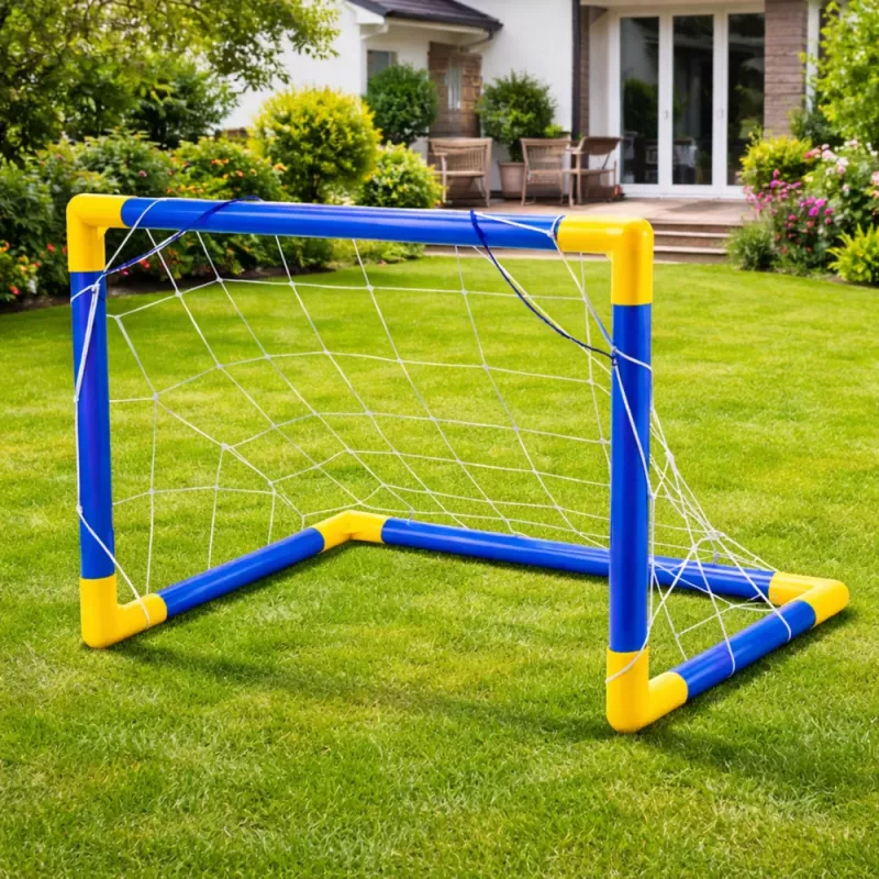 LEAN TOYS Sports Set für Fußballspielen, Fußballtor, Ball, Pumpe 62x40cm