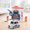 LEAN TOYS Interaktives Polizeiauto mit Tankstelle, Licht, Sound und Rauch