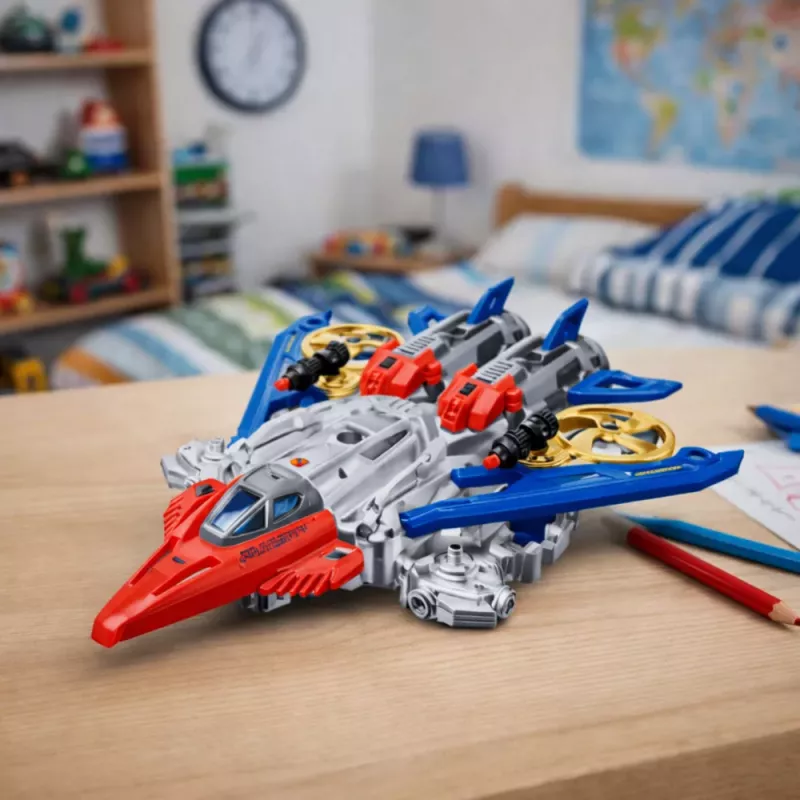 LEAN TOYS Robot Fighter Combat 2 in 1 Lights Sounds Red-Blue 29 pcs.