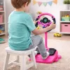 LEAN TOYS Interaktives Lenkrad mit Ständer und Pedalen, Lichter, Geräusche, Pink