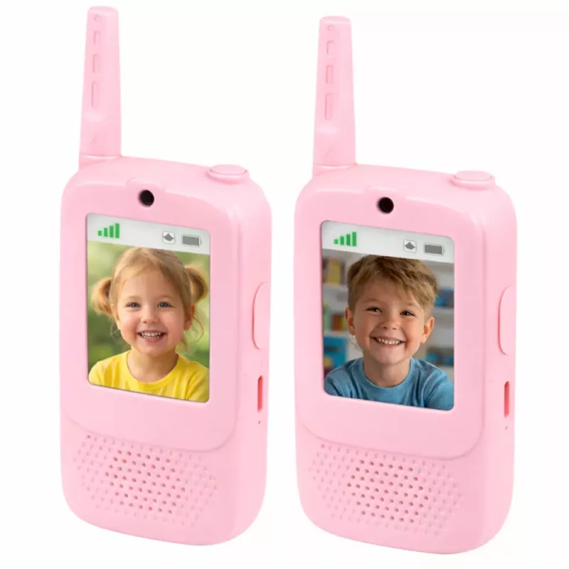 LEAN TOYS Walkie Talkies für Kinder Video Talk Recording Kamera Pink