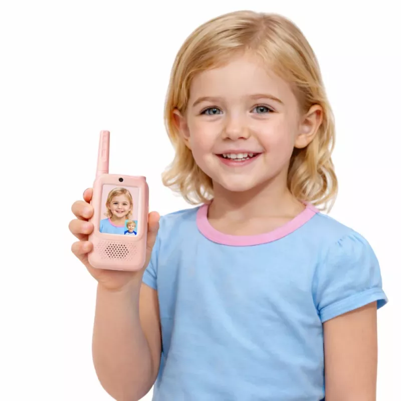LEAN TOYS Walkie Talkies für Kinder Video Talk Recording Kamera Pink