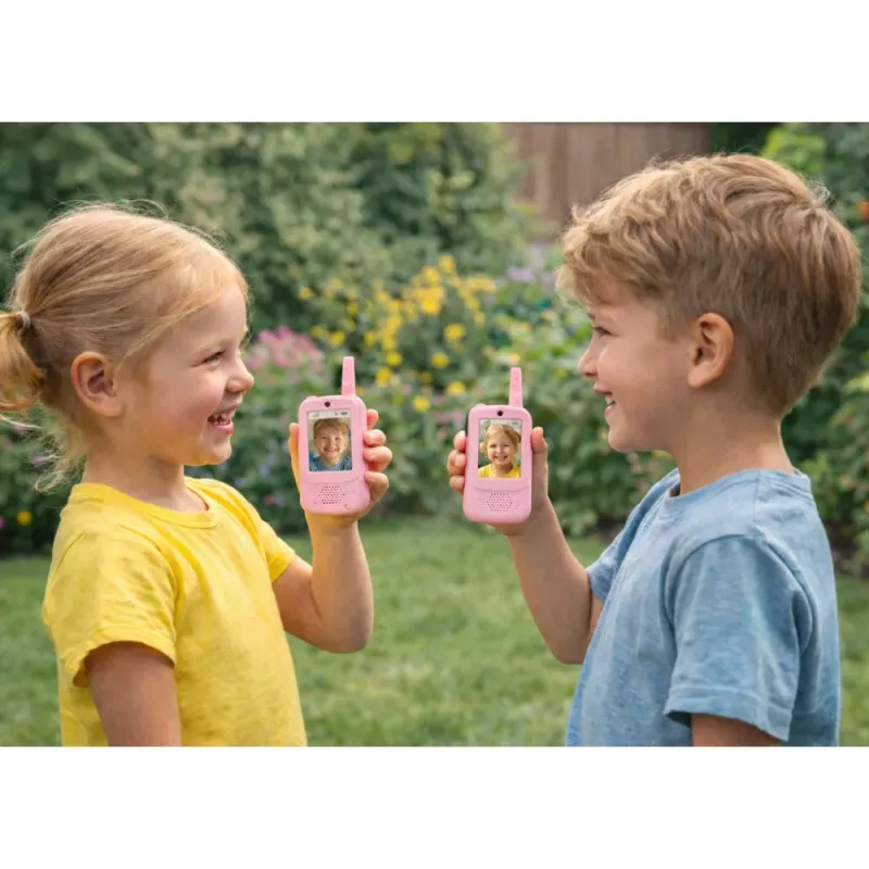 LEAN TOYS Walkie Talkies für Kinder Video Talk Recording Kamera Pink