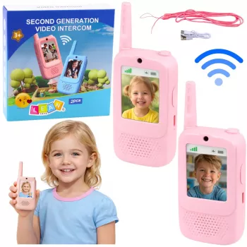 LEAN TOYS Walkie Talkies für Kinder Video Talk Recording Kamera Pink