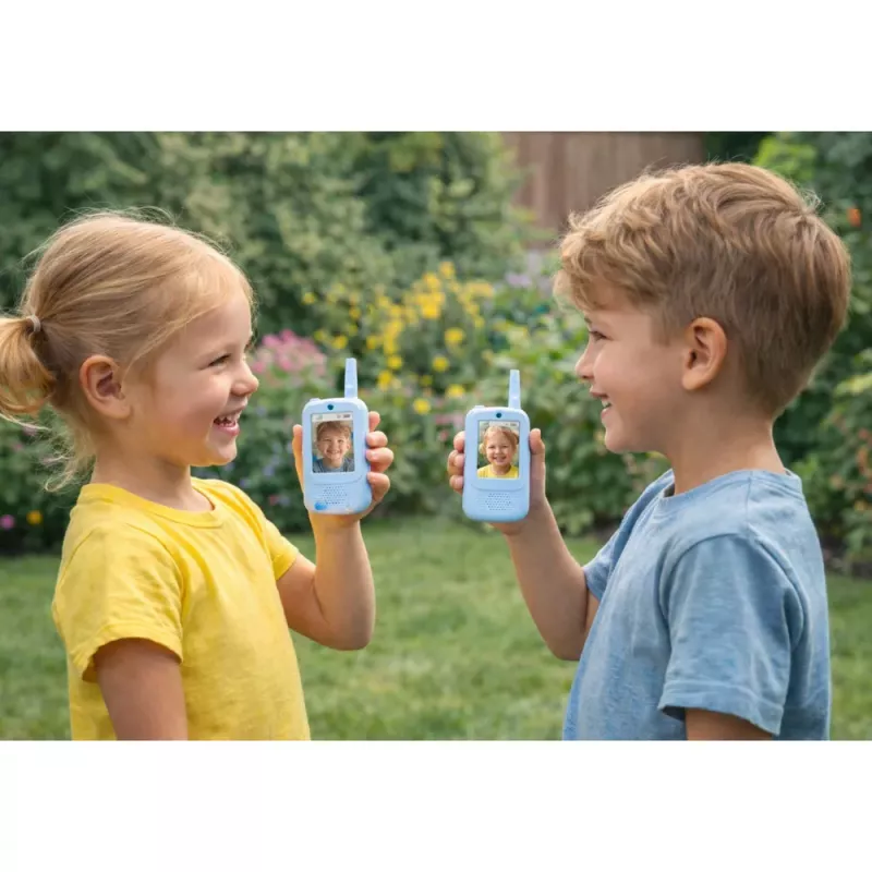 LEAN TOYS Walkie Talkies für Kinder mit Videoaufnahme und Kamera Blau