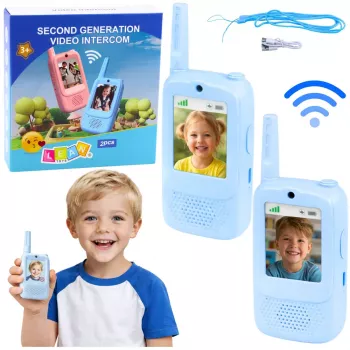 LEAN TOYS Walkie Talkies für Kinder mit Videoaufnahme und Kamera Blau