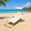 LEAN Beach Deckchair auf Rädern, Garten, klappbar, Aluminium-Sonnendach, Creme