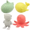 LEAN TOYS Pädagogische Badespielzeuge Sensorische Gummi-Figuren Pastell 4 Stk.