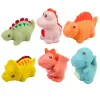 LEAN TOYS Set aus pädagogischen Gummi-Dinosauriern für das Baden, Pastellspiele, 6 Teile