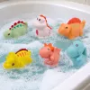 LEAN TOYS Set aus pädagogischen Gummi-Dinosauriern für das Baden, Pastellspiele, 6 Teile