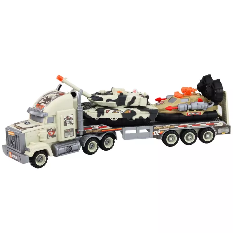 LEAN TOYS Militär-Set Armee-LKW Panzer Hovercraft Soldat