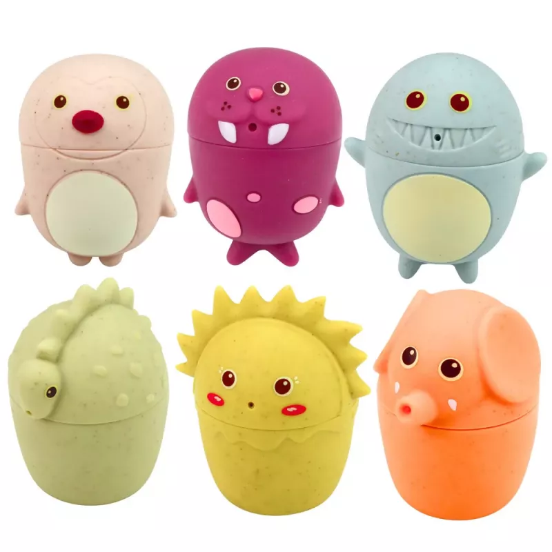 LEAN TOYS Educational Bath Toys Sensory Rubber Figures Pastel 6 pcs