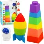 LEAN TOYS Set of Rubber Blocks Tower Rocket Cosmonaut Colorful 11 pcs.