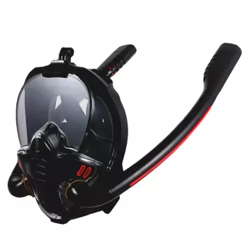 LEAN TOYS Full Face AntiFog DryTop Schnorchel-Tauchmaske Schwarz L/XL
