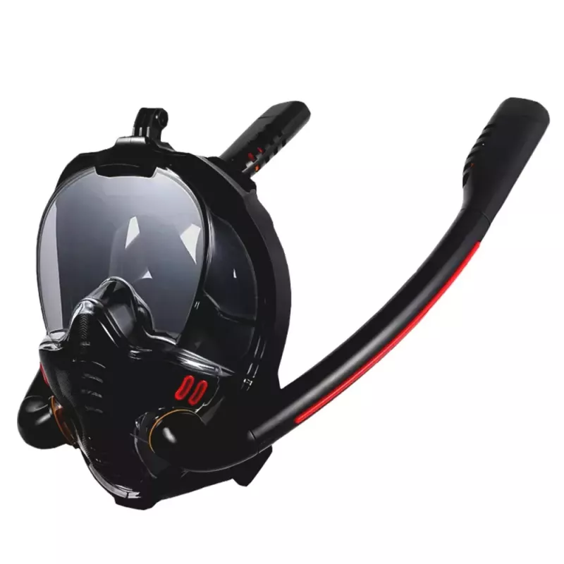 LEAN TOYS Full Face AntiFog DryTop Schnorchel-Tauchmaske Schwarz L/XL