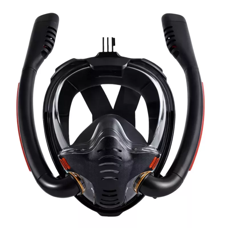 LEAN TOYS Full Face AntiFog DryTop Schnorchel-Tauchmaske Schwarz L/XL