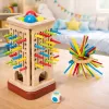 LEAN TOYS Holz-Geschicklichkeitsspiel Turm Stäbe Bälle Würfel 37 Teile