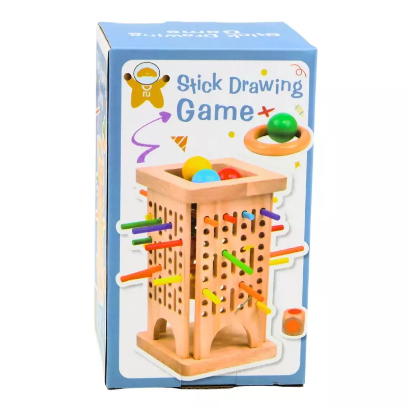 LEAN TOYS Holz-Geschicklichkeitsspiel Turm Stäbe Bälle Würfel 37 Teile