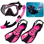 LEAN TOYS Schnorchelset Flossen Brille Schnorchel Schwarz und Pink S/M