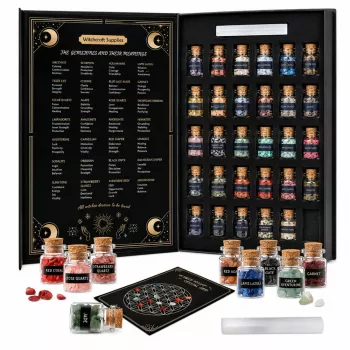 LEAN TOYS Set of Crystals of Minerals and Precious Stones in Jars Book 30 pcs.