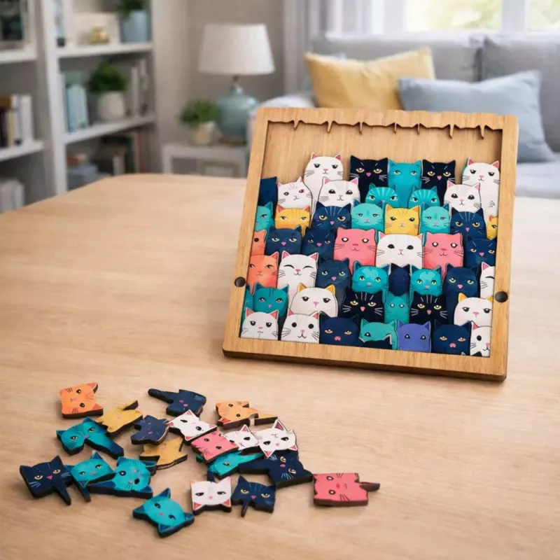 LEAN TOYS Holz-Puzzle Kätzchen Lernspiel Puzzle Rahmenbeutel 62 Teile