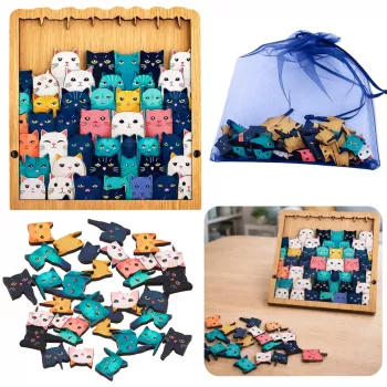 LEAN TOYS Holz-Puzzle Kätzchen Lernspiel Puzzle Rahmenbeutel 62 Teile