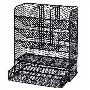 LEAN TOYS Metall-Schreibtisch-Organizer für Stifte und Zubehör, Schwarz