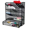 LEAN TOYS Metall-Schreibtisch-Organizer für Stifte und Zubehör, Schwarz