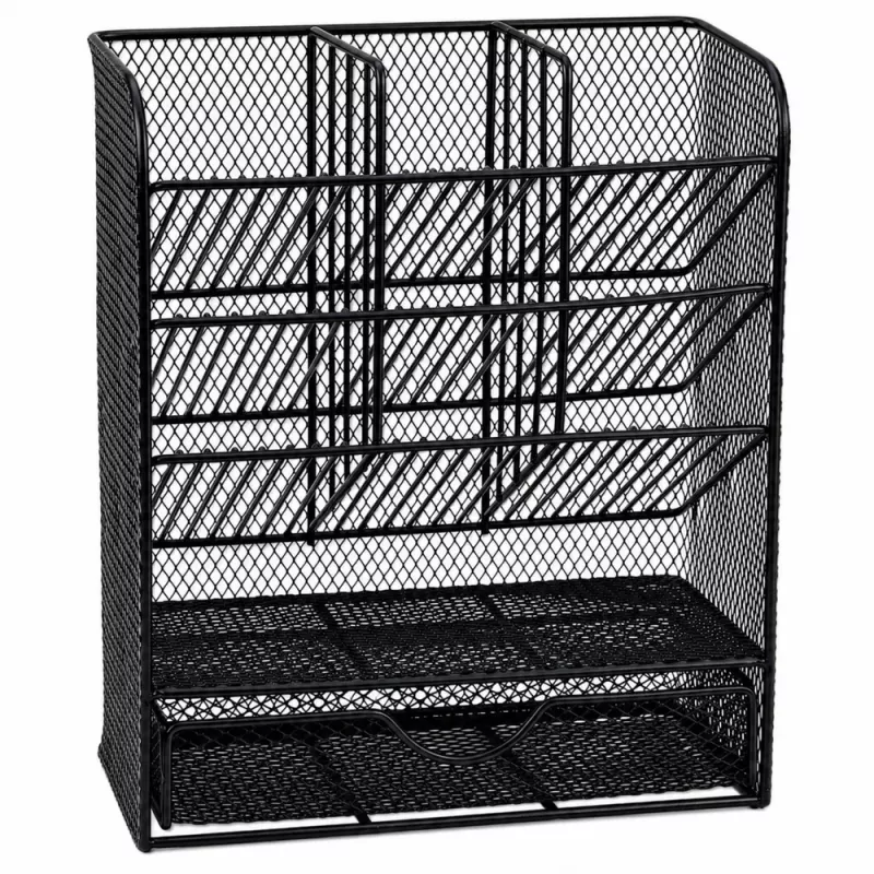 LEAN TOYS Metall-Schreibtisch-Organizer für Stifte und Zubehör, Schwarz