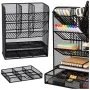 LEAN TOYS Metall-Schreibtisch-Organizer für Stifte und Zubehör, Schwarz